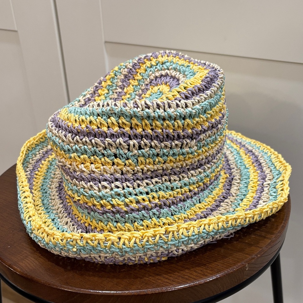 Multicolor Crochet Straw Bucket Hat